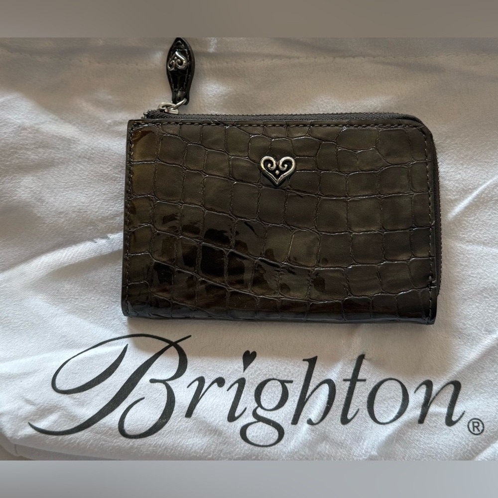 Brighton Brown Croc-Embossed Patent Leather Wallet